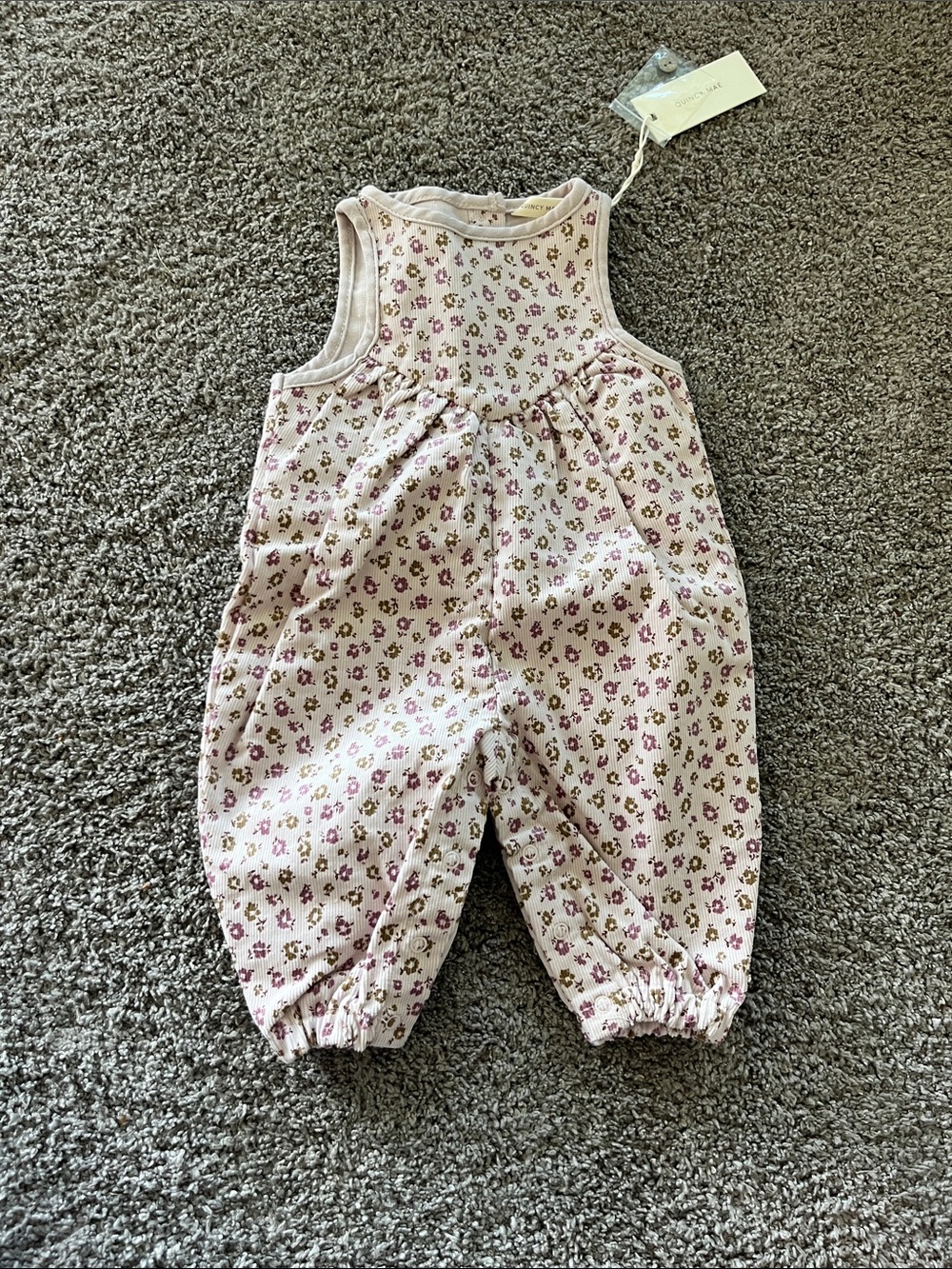 NWT Quincy Mae Maisie Overall Corduroy Wildflowers 0-3 months